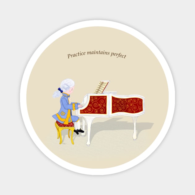 Practice Maintains Perfect Young Mozart Play the Piano Magnet by Mozartini